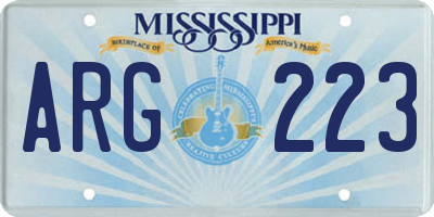 MS license plate ARG223
