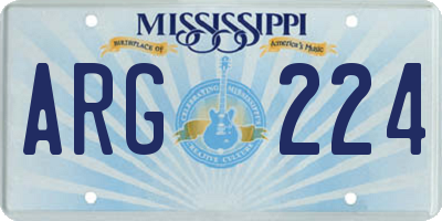 MS license plate ARG224