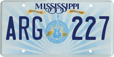 MS license plate ARG227