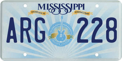 MS license plate ARG228