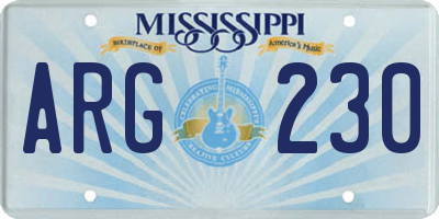 MS license plate ARG230