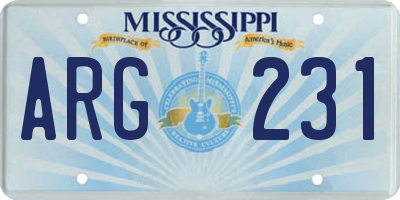 MS license plate ARG231