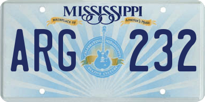 MS license plate ARG232