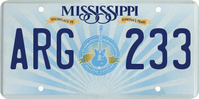 MS license plate ARG233