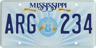 MS license plate ARG234
