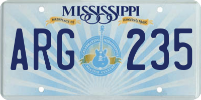 MS license plate ARG235