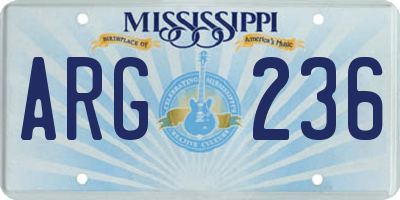 MS license plate ARG236