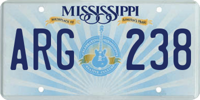 MS license plate ARG238