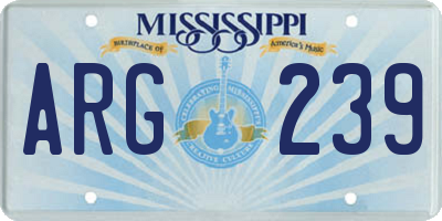 MS license plate ARG239