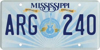 MS license plate ARG240