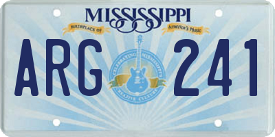 MS license plate ARG241