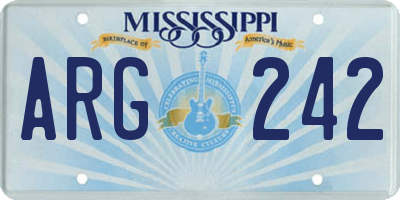 MS license plate ARG242