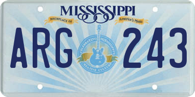 MS license plate ARG243
