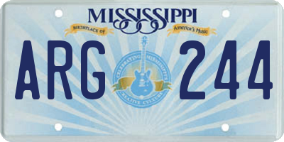 MS license plate ARG244