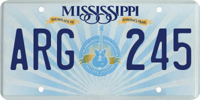 MS license plate ARG245