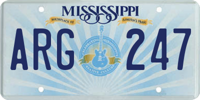 MS license plate ARG247