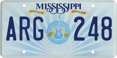 MS license plate ARG248