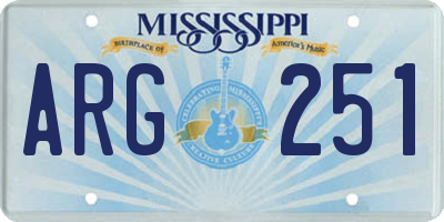 MS license plate ARG251