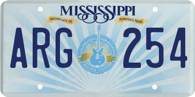 MS license plate ARG254