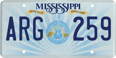 MS license plate ARG259