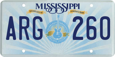 MS license plate ARG260
