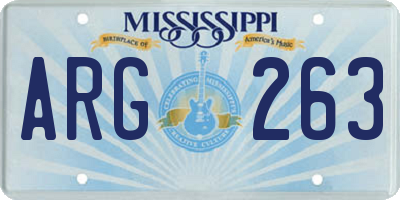 MS license plate ARG263