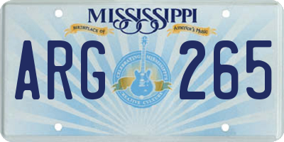 MS license plate ARG265