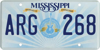 MS license plate ARG268