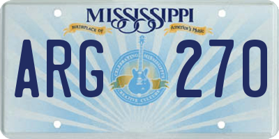 MS license plate ARG270