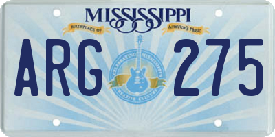 MS license plate ARG275