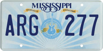 MS license plate ARG277