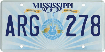 MS license plate ARG278