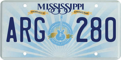 MS license plate ARG280