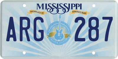 MS license plate ARG287