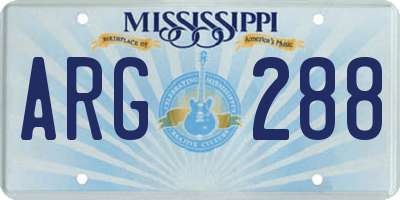 MS license plate ARG288