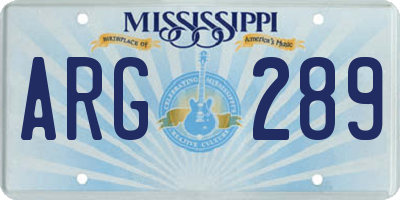 MS license plate ARG289