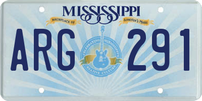 MS license plate ARG291