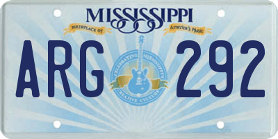 MS license plate ARG292