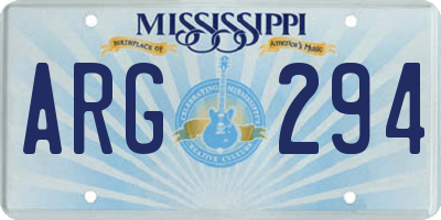 MS license plate ARG294