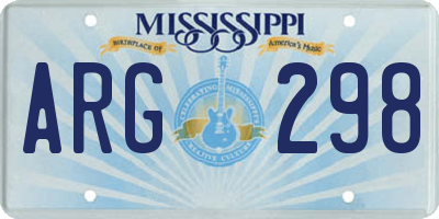 MS license plate ARG298