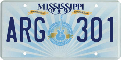 MS license plate ARG301