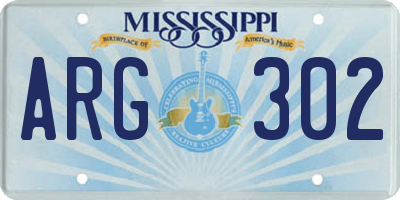 MS license plate ARG302