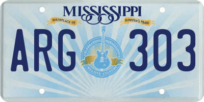 MS license plate ARG303