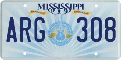MS license plate ARG308