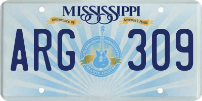 MS license plate ARG309