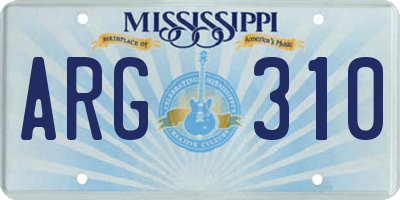 MS license plate ARG310