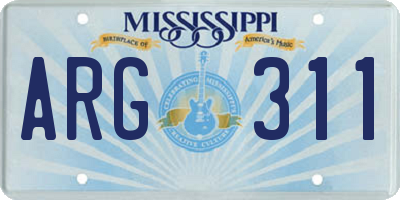 MS license plate ARG311