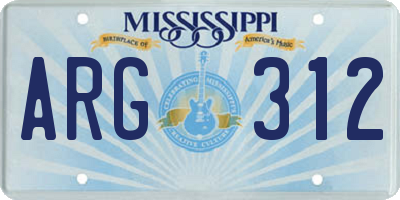 MS license plate ARG312