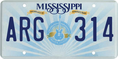MS license plate ARG314