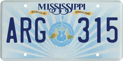 MS license plate ARG315